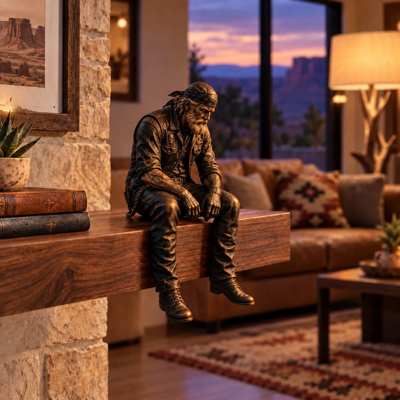 Old biker figurine character details