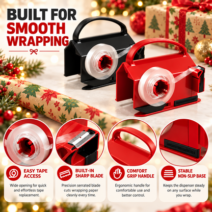 🎁 Buy 1 Get 1 FREE | 2-in-1 Gift Wrap Cutter & Tape Dispenser + FREE San Judas Tadeo Christmas Wrapping Paper 🎄