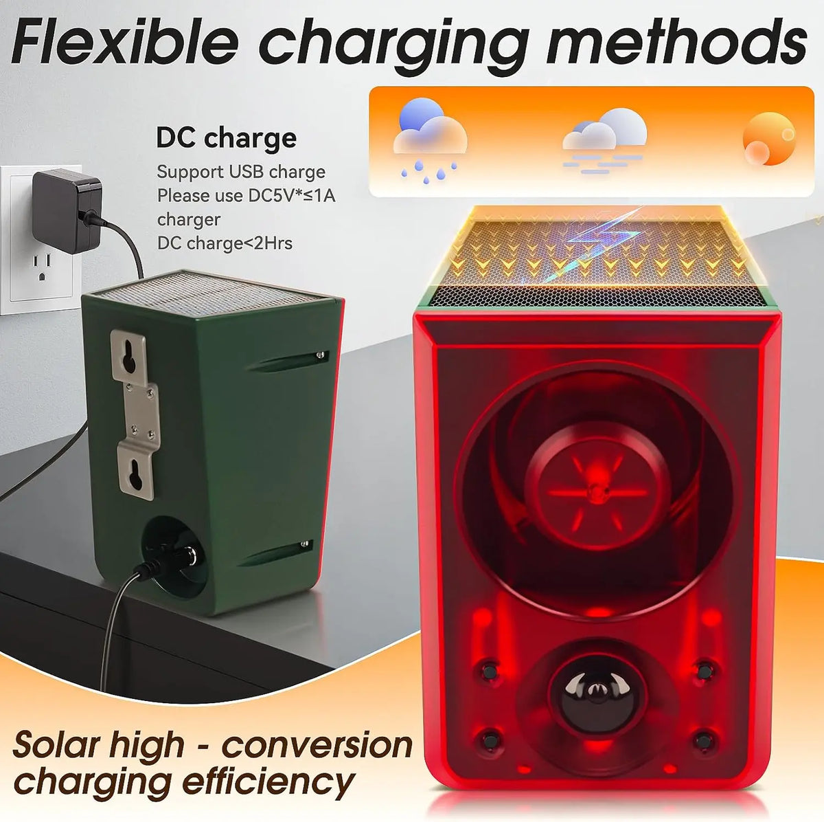 Three working modes solar outdoor alarm