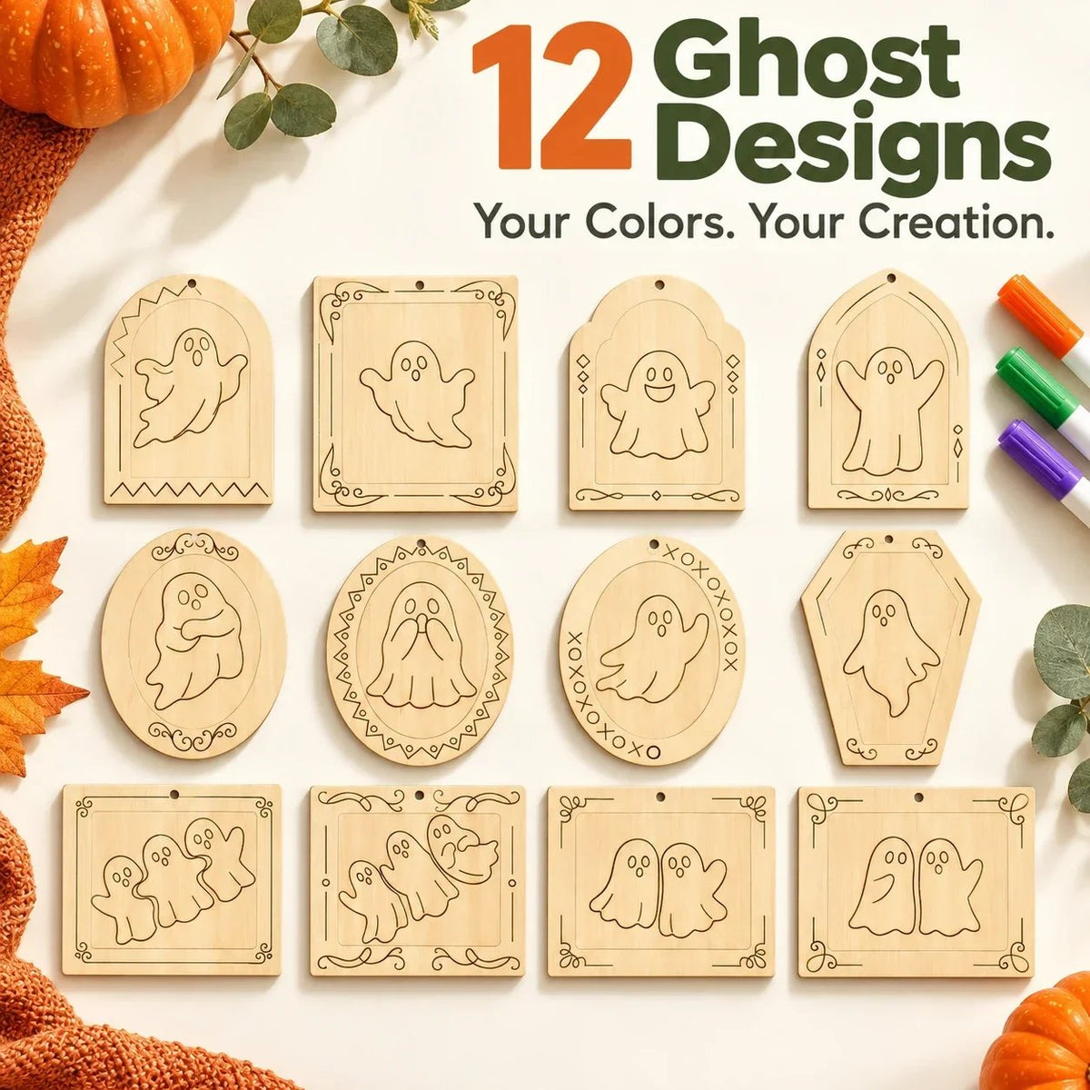🎨🎄Color Your Own Holiday Ornament Kit — 12 Markers Included