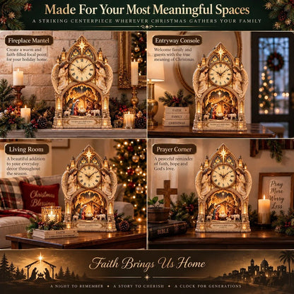 ✝️ Bethlehem Cathedral Nativity Clock | Lighted Christmas Centerpiece
