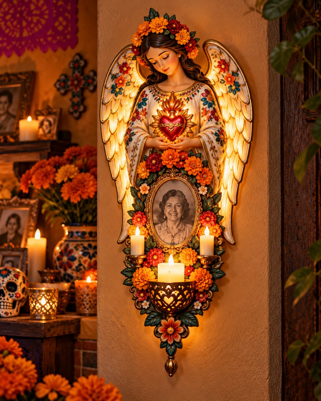 Guardian Angel Memorial illuminated wall decoration