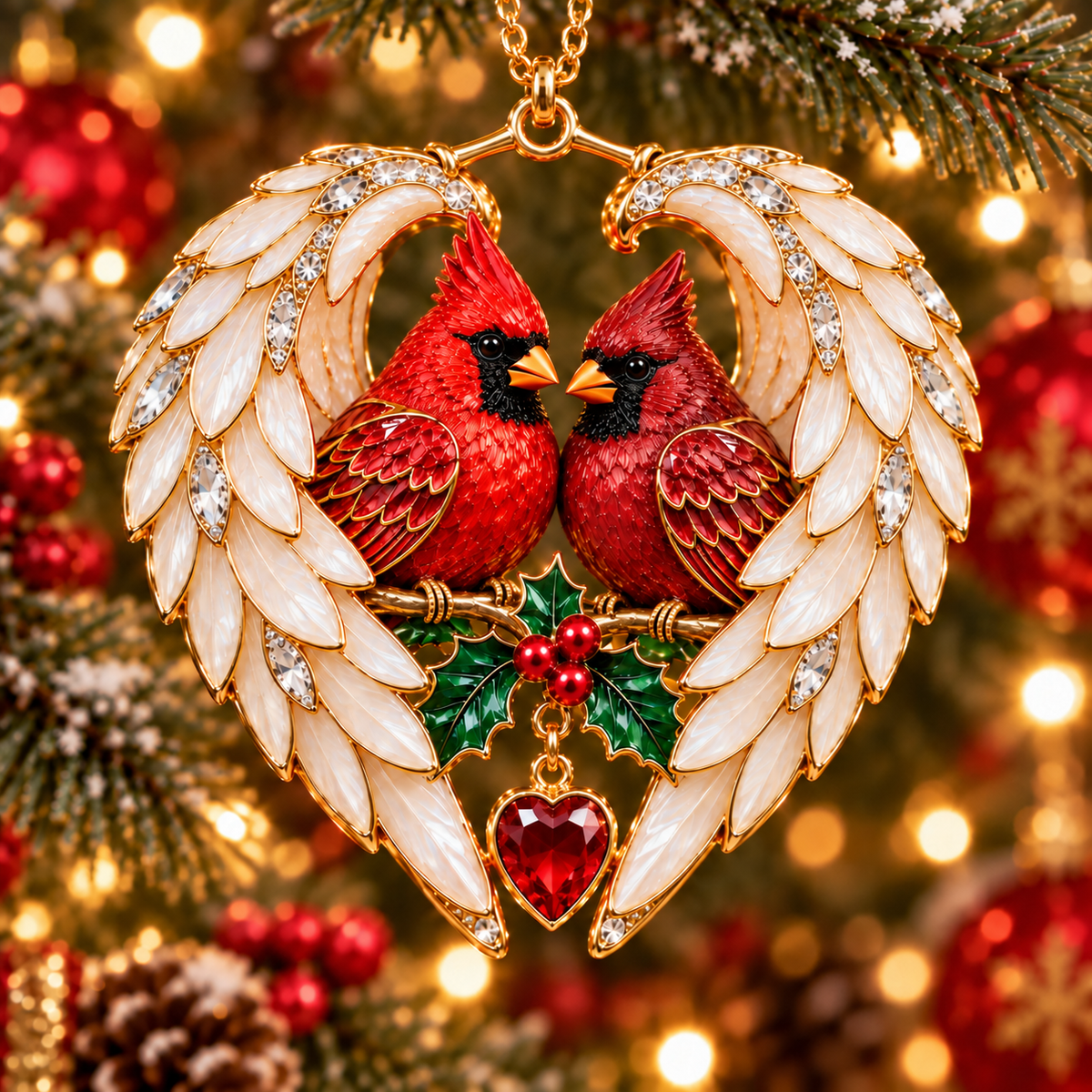 Angel Wing Heart Bird Christmas Ornament