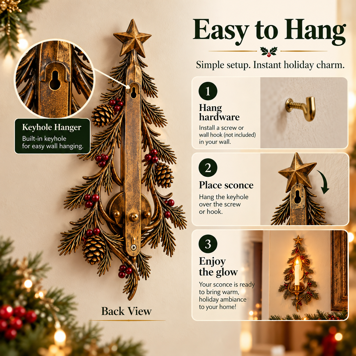 Christmas wall sconce installation