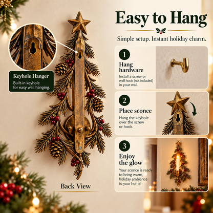 🎄 Heritage Evergreen Candle Sconce™ – Vintage Christmas Wall Glow