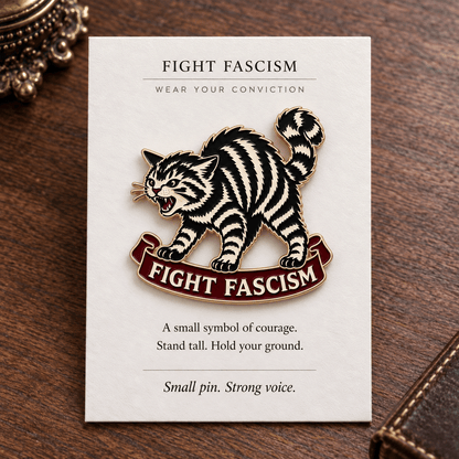 Fight Fascism Cat Pin