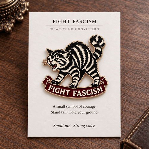 Fight Fascism Cat Pin