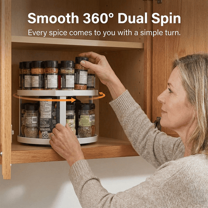 ⏳Limited Offer 50%OFF🔥2-Tier D-Shaped Adjustable Rotating Spice Organizer