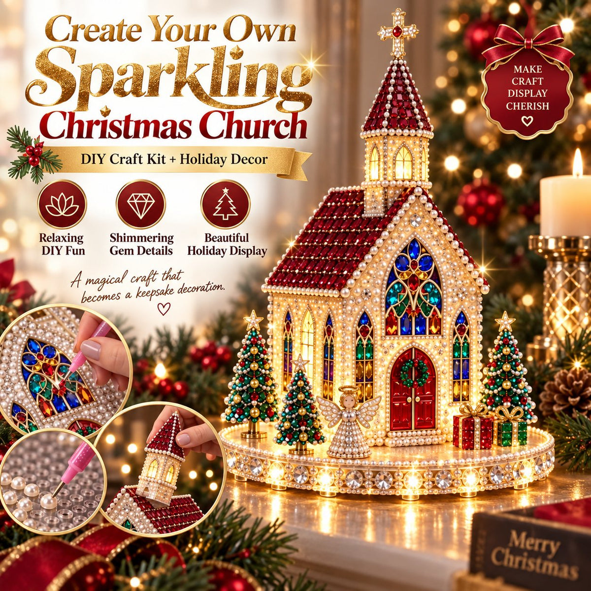 ✨🔥Sparkling Christmas Church DIY Gem Art Kit✨🔥