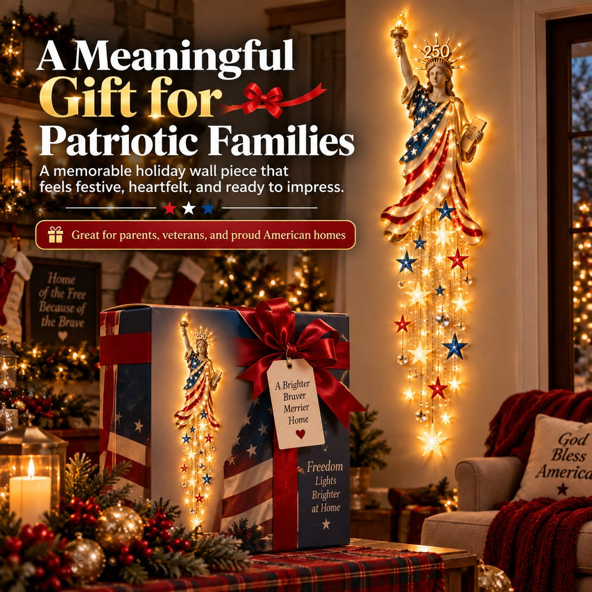 🇺🇸 Limited-Time Sale | Liberty 250 Starfall Wall Glow – Celebrate 250 Years of American Pride with a Lighted Keepsake 🗽✨