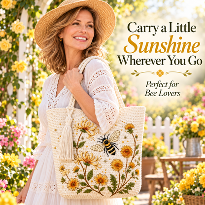 🌸 Garden Bloom Tote™ – Hummingbird & Honeybee Floral Bag