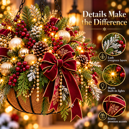 🎄 Last Day 50% OFF 🏆 Pre-Lit Christmas Hanging Basket | Pre-lit, weather-resistant, and zero maintenance🏆🎄