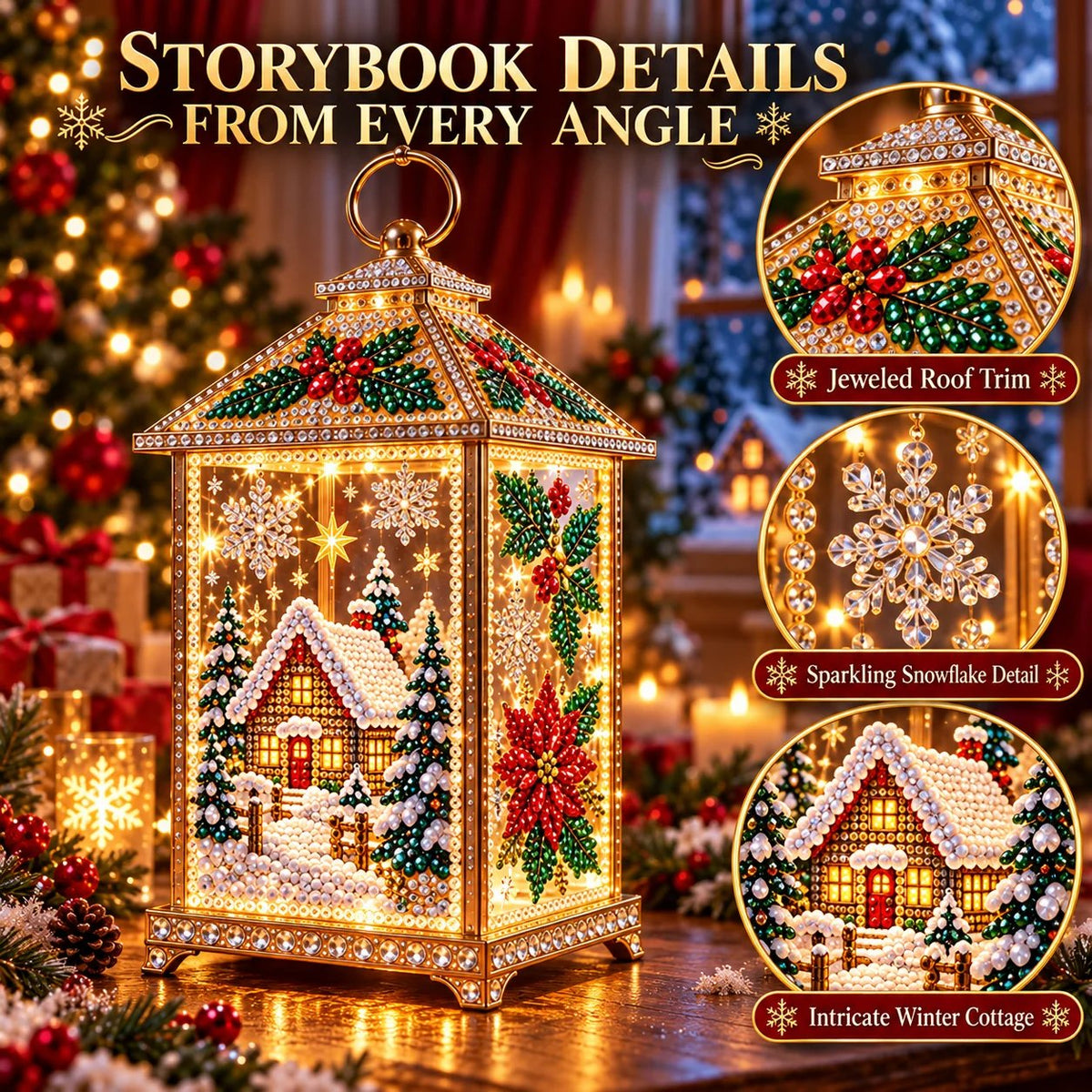 Storybook details of Christmas Diamond Art Lantern