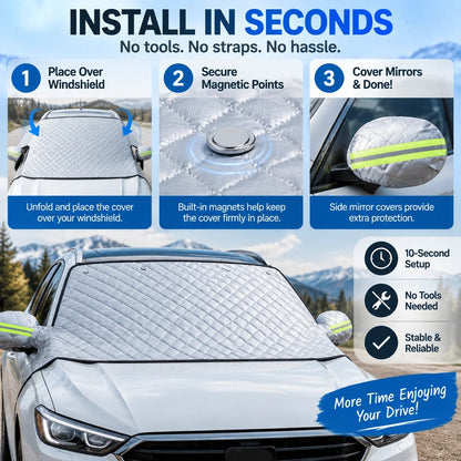 🚗 Magnetic Windshield Cover – All-Season Sun, Snow & Frost Protector for Cars, SUVs & Trucks