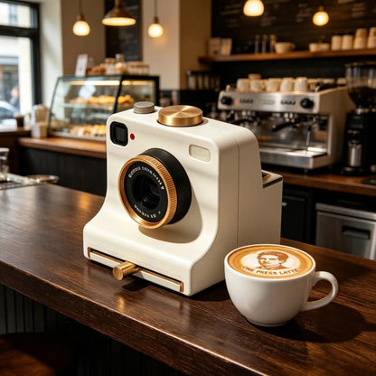 ☕ Instant Latte Art Creator | Latte Art with 30 Stencils | One‑Press Coffee Foam Pattern Maker for Home Barista