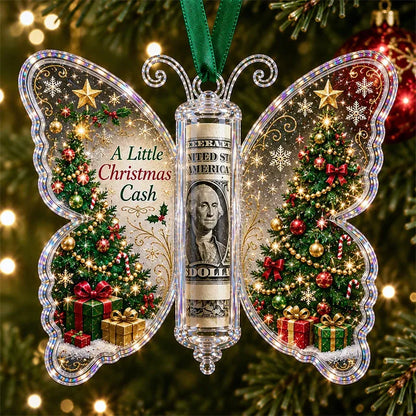 🎄🦋 Christmas Cash Gift Butterfly Ornament – Holiday Money Holder Keepsake 💵✨