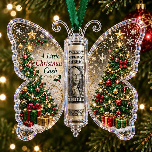 🎄🦋 Christmas Cash Gift Butterfly Ornament – Holiday Money Holder Keepsake 💵✨