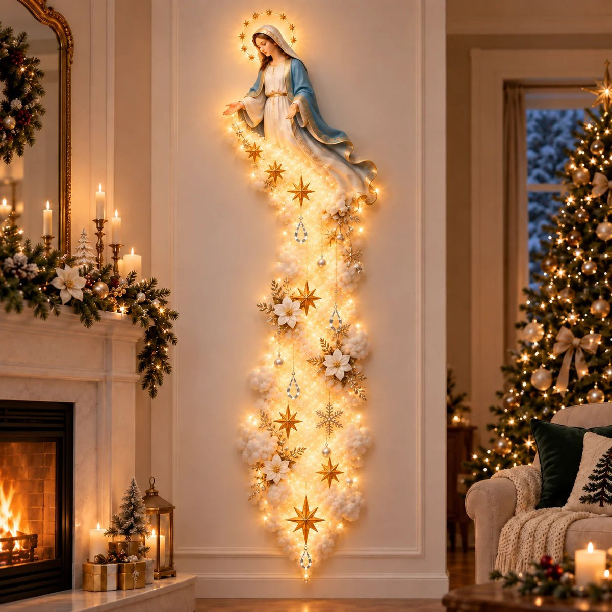 ✨ Christmas Blessing Cloud Trail Wall Light Collection – Jesus, Mary & 6 Signature Designs