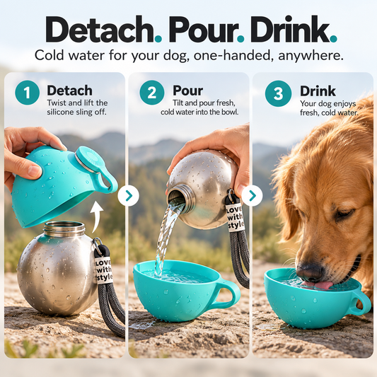 The Trailhound™ Insulated Dog Water Bottle + Bowl