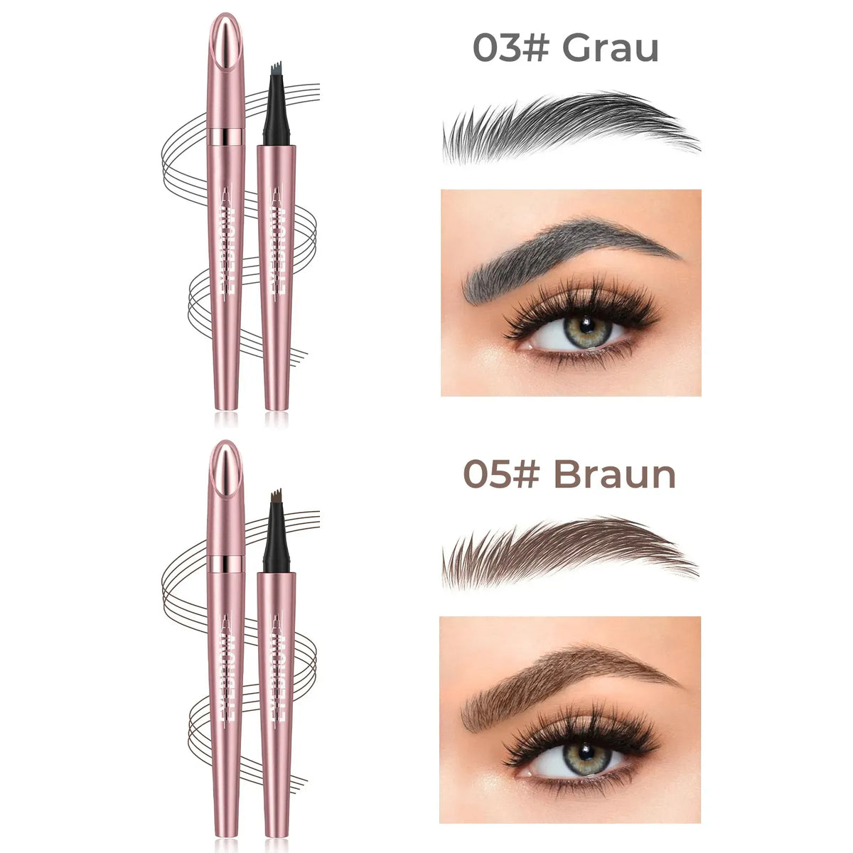 🎁✨Wasserfester Micro-Fork Augenbrauenstift, langanhaltende Brownen-Pen für natürliche, haarähnliche Striche