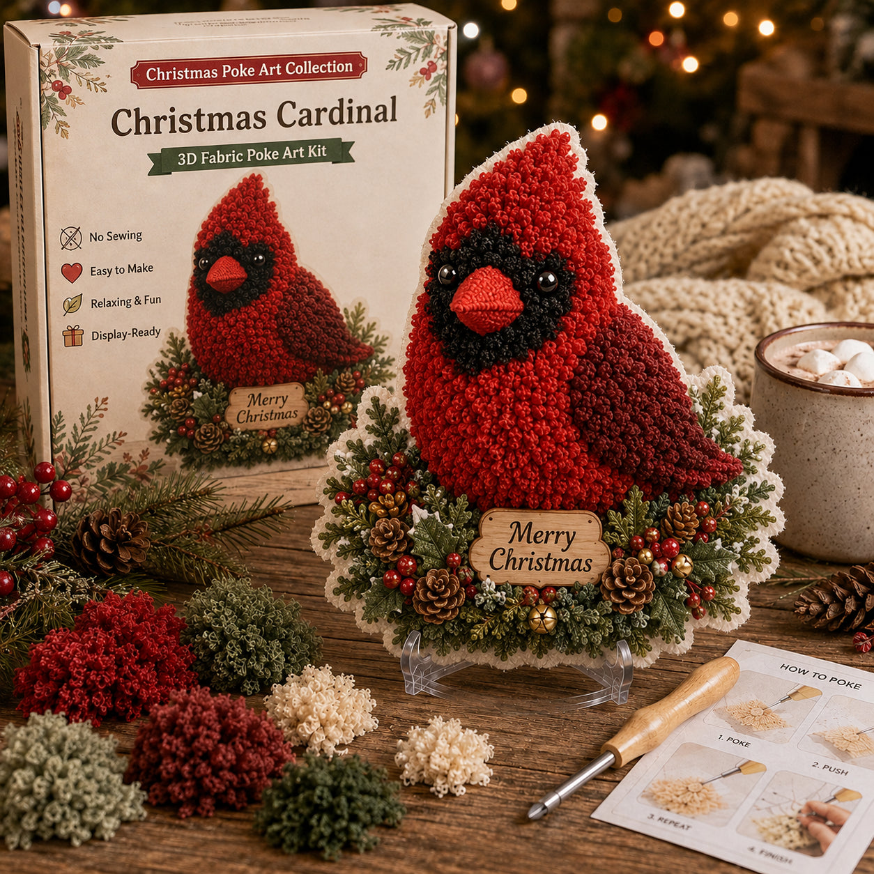 🧵🎅 Christmas Poke Art Collection – DIY 3D Fabric Decor Kit