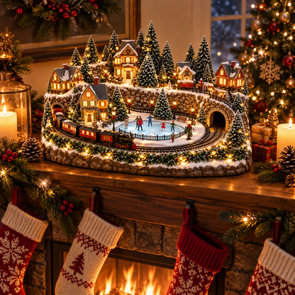 🔥 LAST DAY 49% OFF - Animated Holiday Train & Ice Rink Scene ✨
