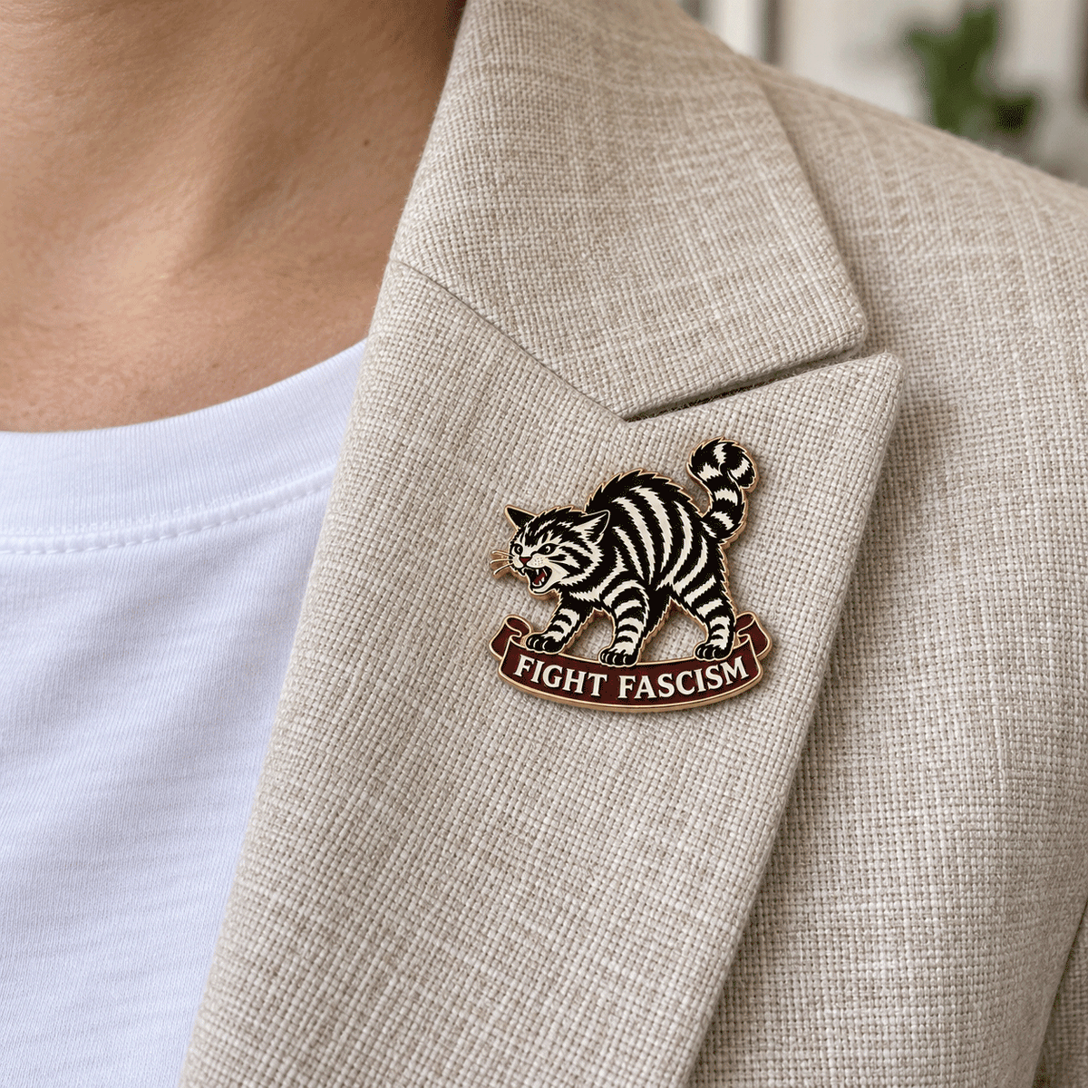 Fight Fascism Cat Pin