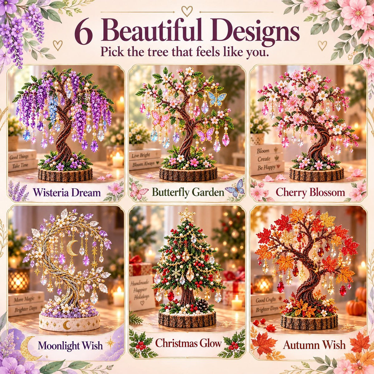 DIY Beaded Gem Tree Craft Kit – Handmade Crystal Tree Home Decor