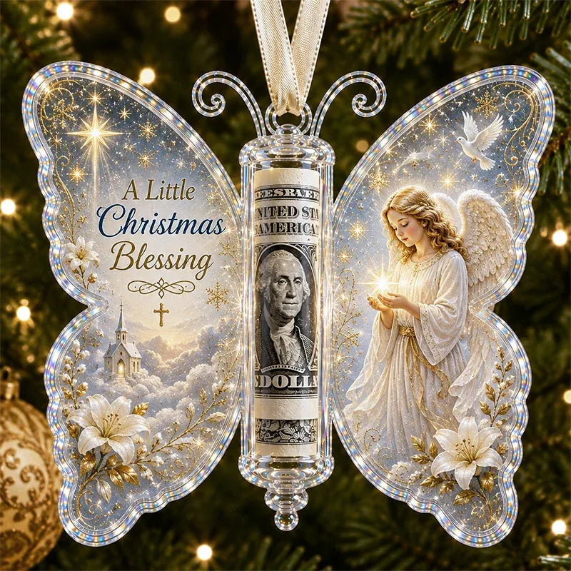 🎄🦋 Christmas Cash Gift Butterfly Ornament – Holiday Money Holder Keepsake 💵✨