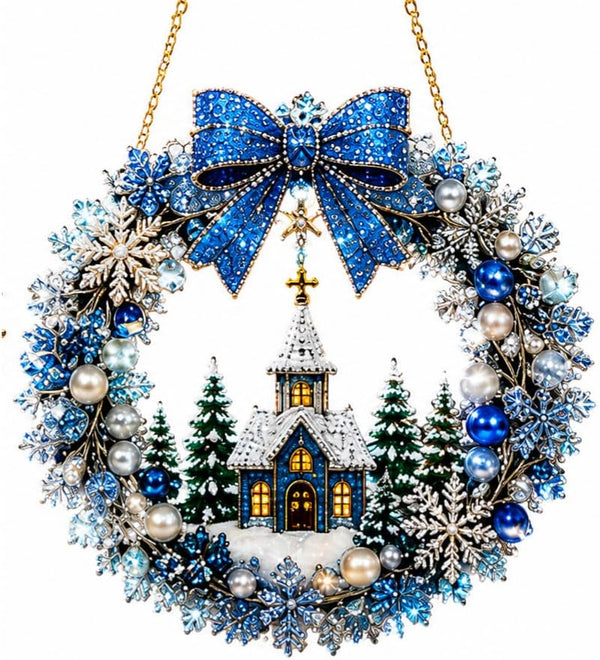 Blue church diamond wreath