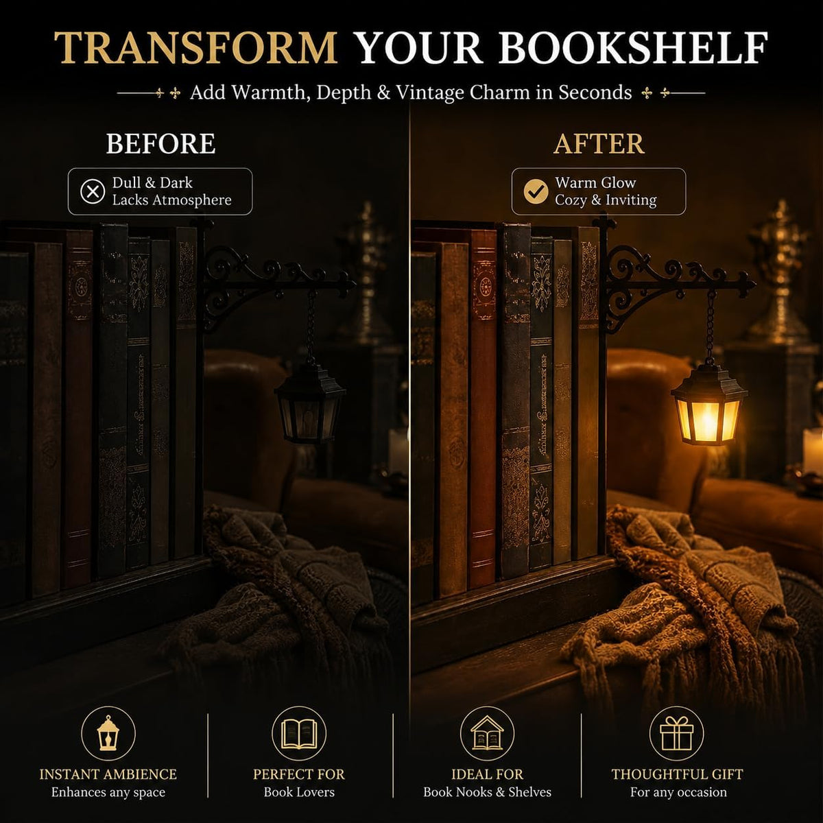 Library Lantern™ – Vintage Bookshelf Street Lamp