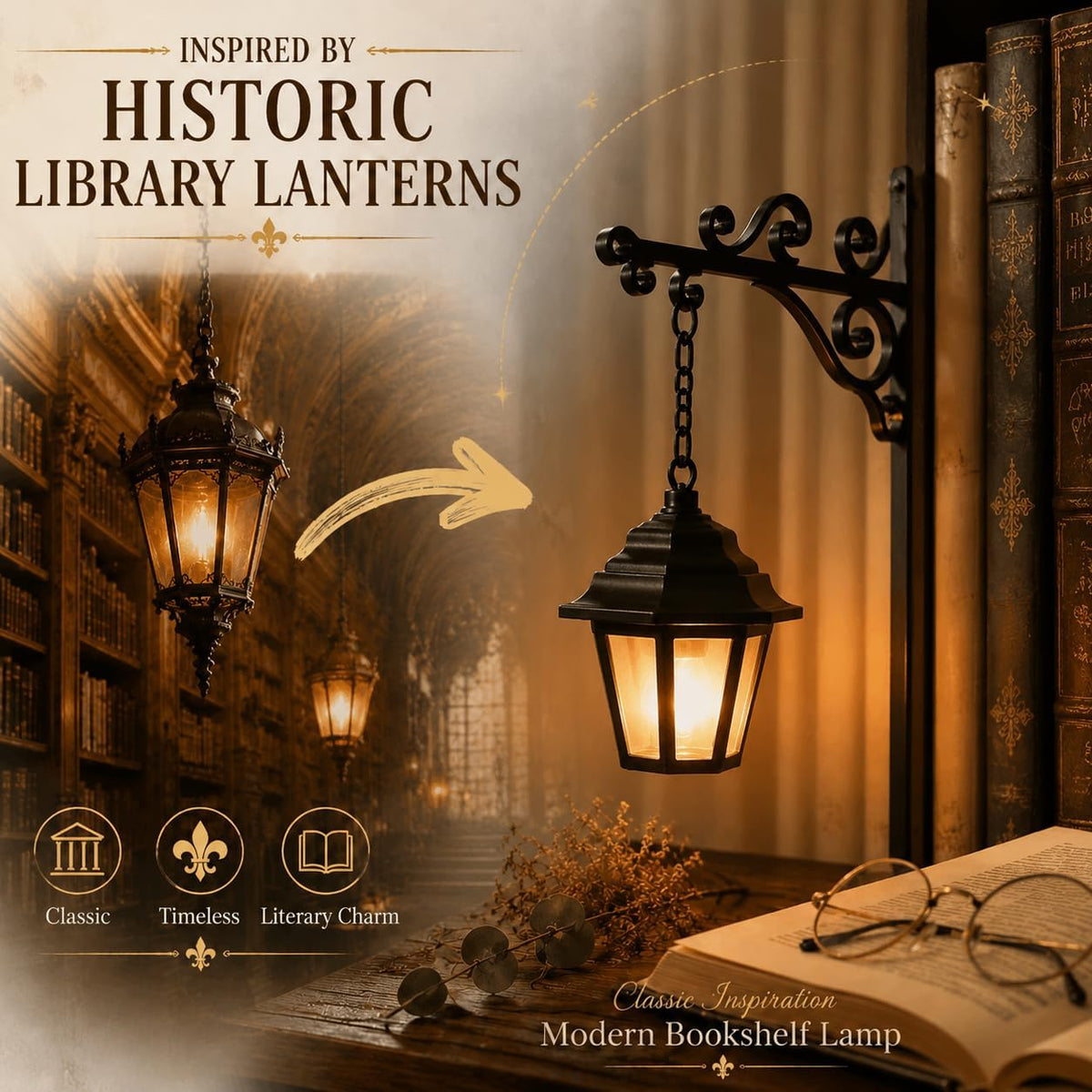 Library Lantern™ – Vintage Bookshelf Street Lamp