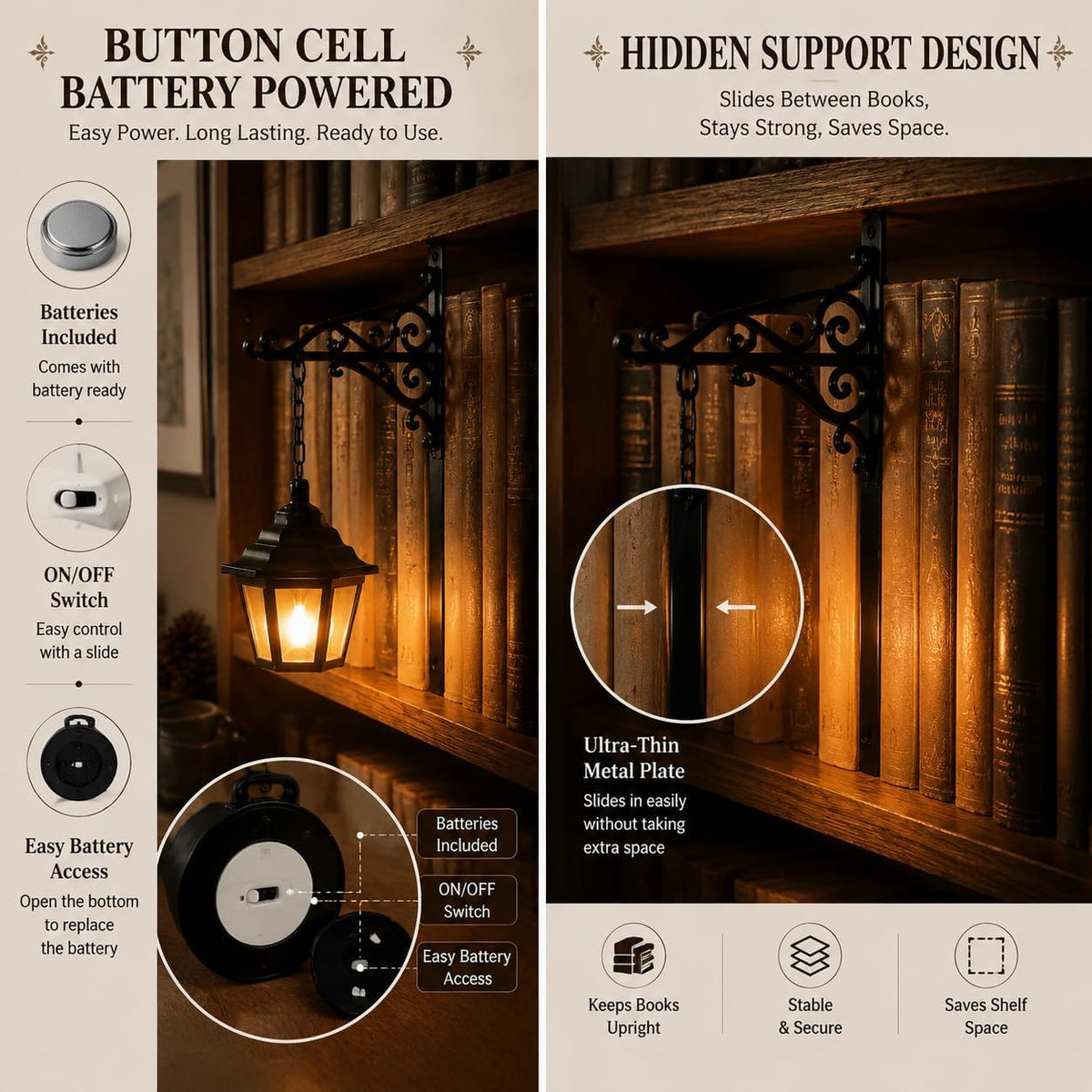 Library Lantern™ – Vintage Bookshelf Street Lamp