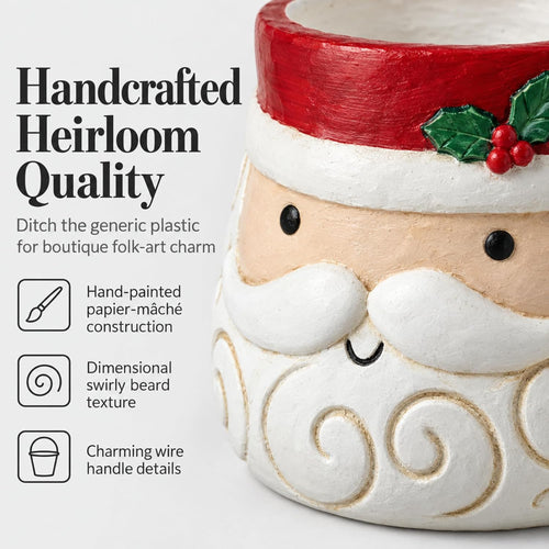🎅🎄 Christmas Santa Kitchen Utensil Holder Set – Adorable Santa Claus Storage Crocks | Festive Holiday Countertop Decor & Christmas Gift 🎁