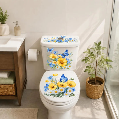 🔥 Limited-Time 49% OFF 🌸3 Piece Golden Floral Toilet Stickers – Pearl-Inspired Bathroom Decals