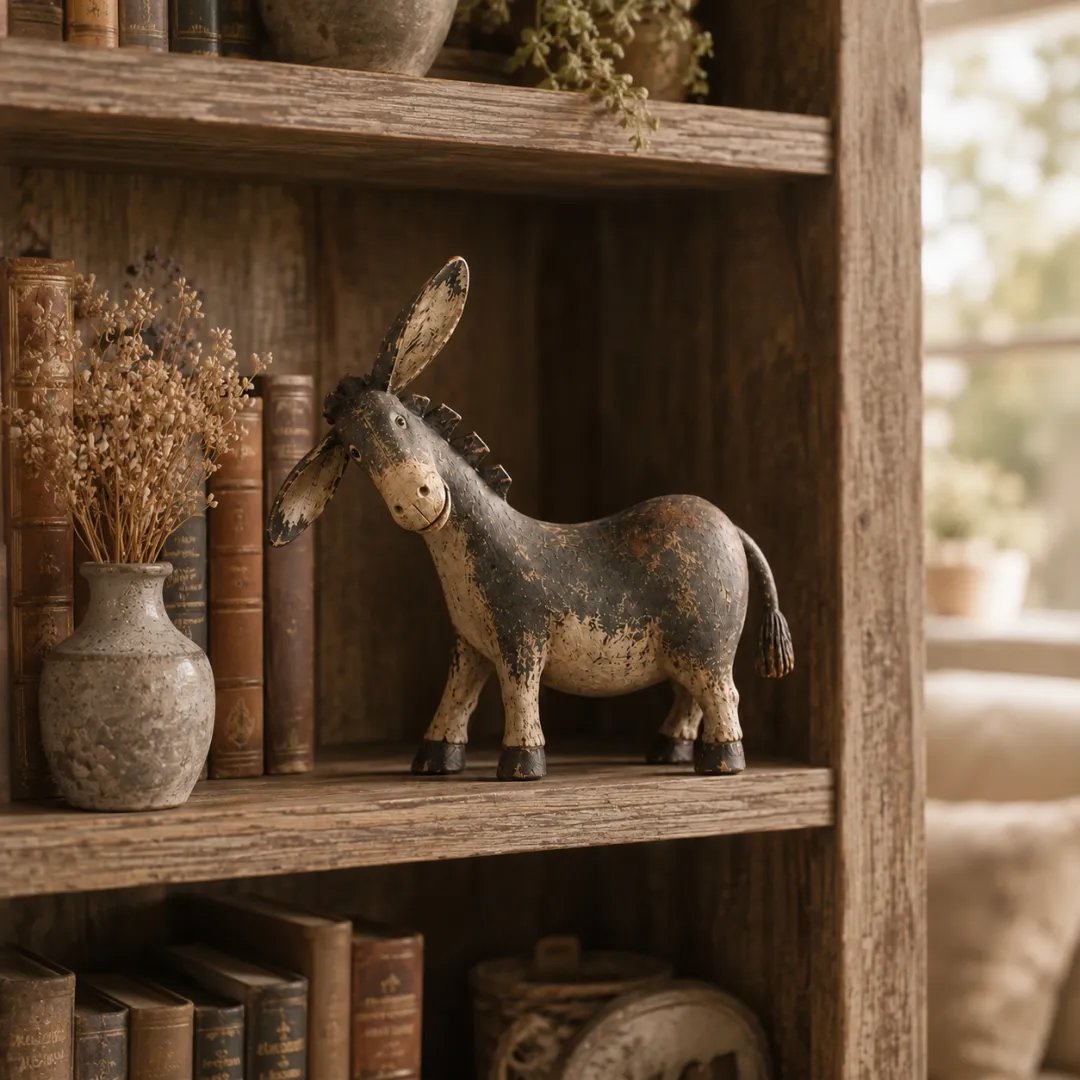 🔥 LIMITED-TIME 50% OFF 🤎 Rustic Donkey Figurine™ – Charming Farmhouse Shelf & Table Decor