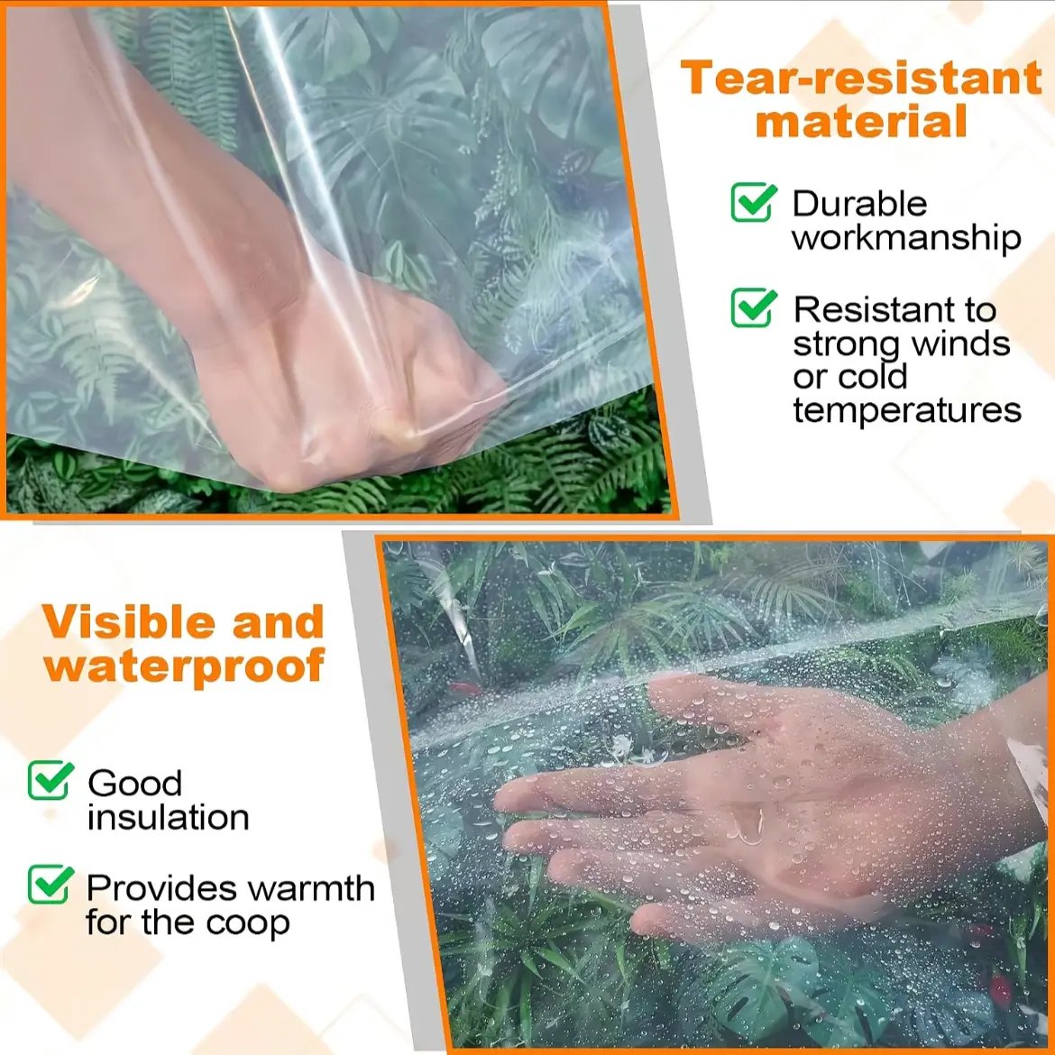 Transparent waterproof tarp material demonstration