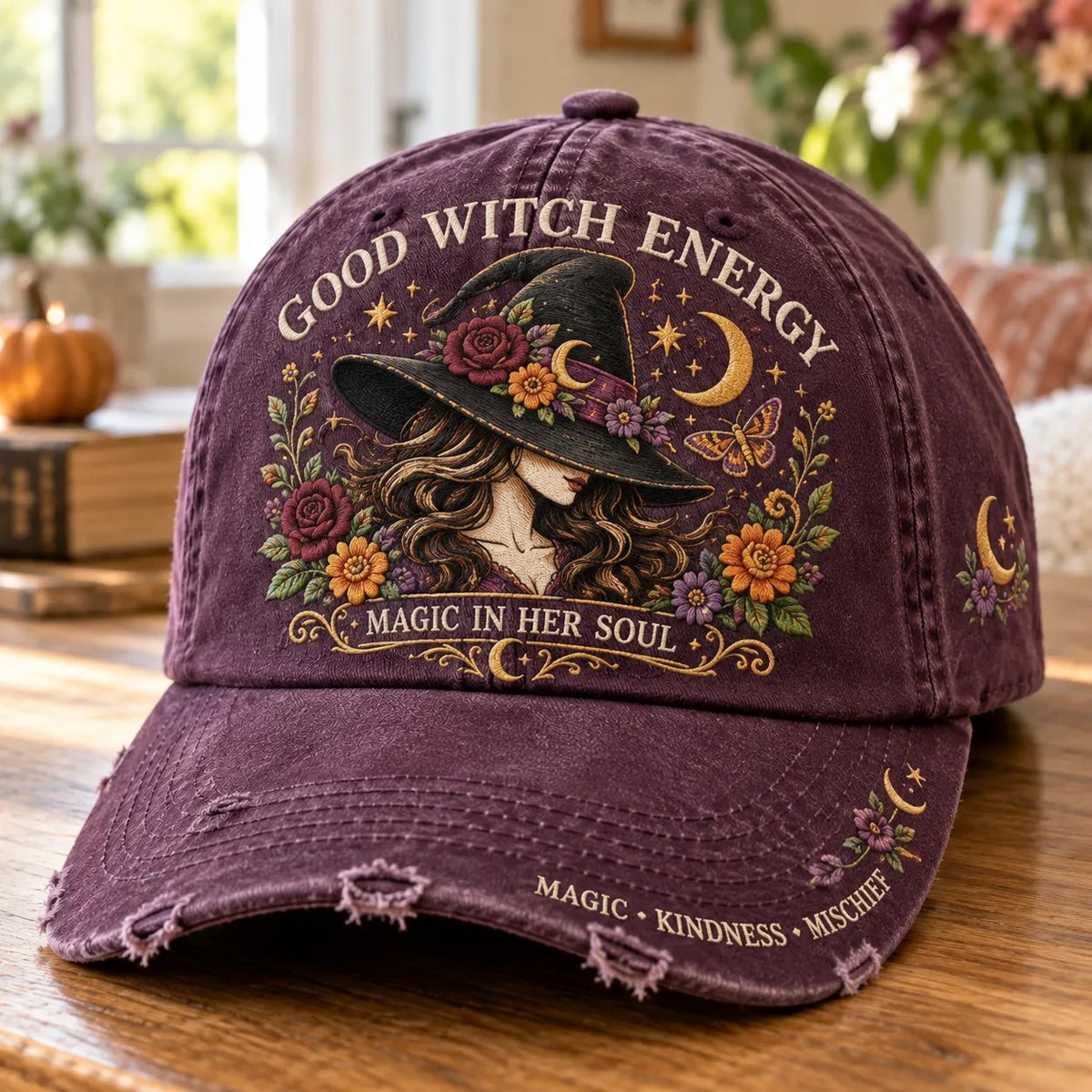 🔥 🌙 Good Witch Energy Floral Witch Baseball Cap