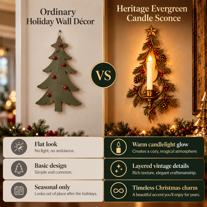 🎄 Heritage Evergreen Candle Sconce™ – Vintage Christmas Wall Glow