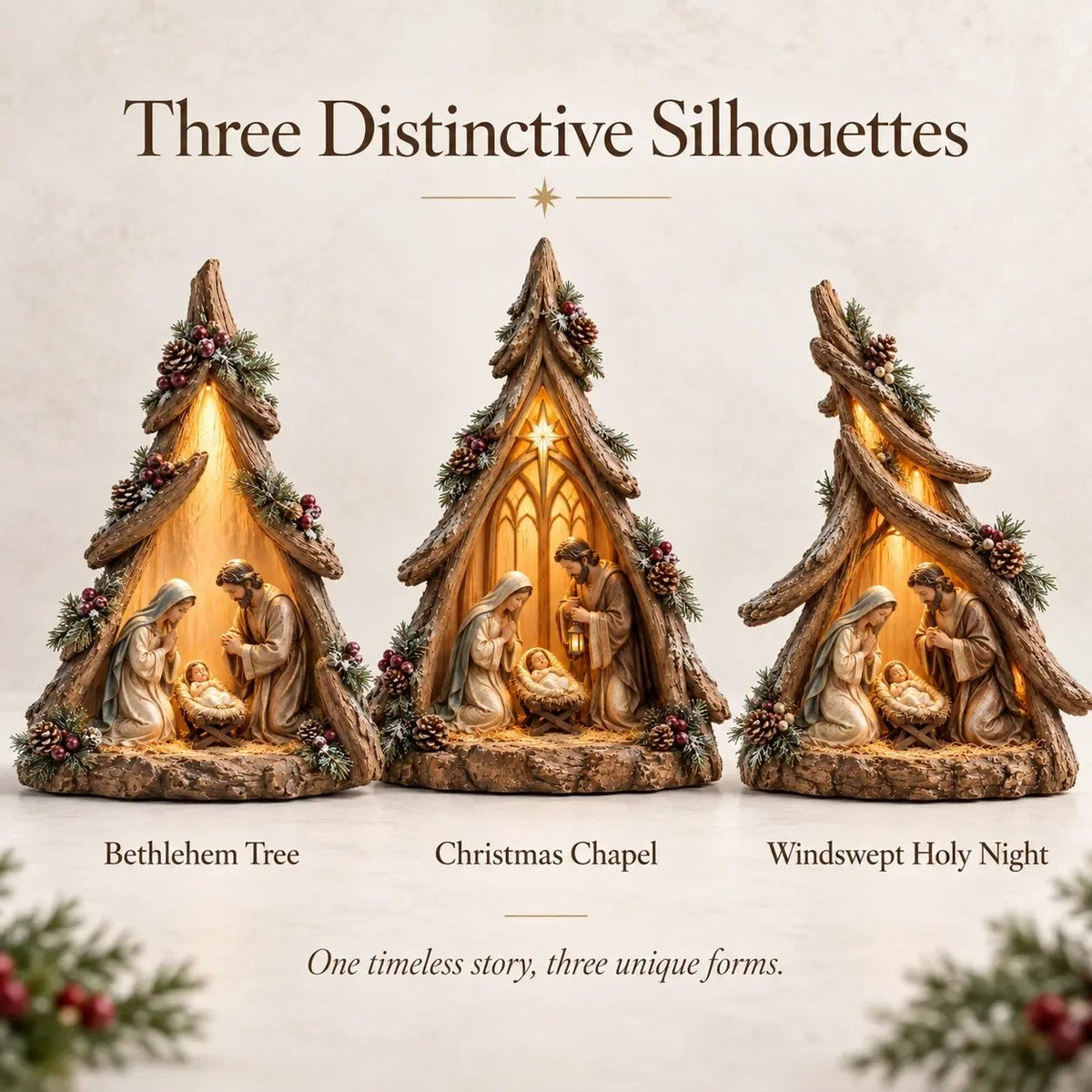 ⏰ LAST DAY 50% OFF - Old-World Lighted Nativity Trees