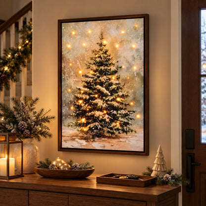 ✨Winter Woodland Light Wall Art LED Illuminated Canvas Decor for Living Room & Holiday Interior Styling
