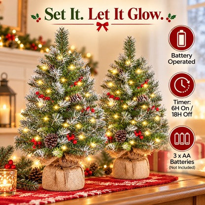 🎄 CozyGlow™ – Set of 2 Pre-Lit Frosted Christmas Trees ✨