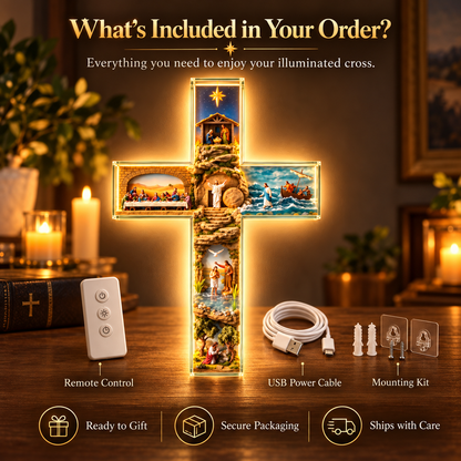 The Vigil Cross™ – Illuminated Biblical Story Wall Cross