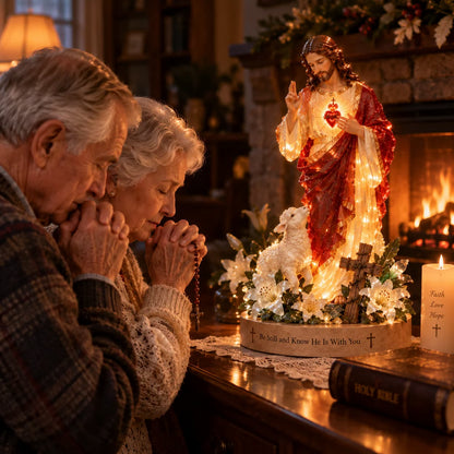 ✝️ The Good Shepherd’s Light™ — Jesus & Lamb Illuminated Faith Sculpture