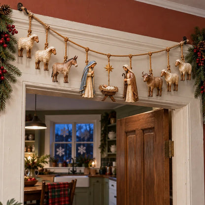 ✝️🎄Handcrafted Wooden Nativity Garland🎄