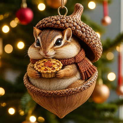🌲 Handmade 3D Woodland Nut Hideaway Ornament — A Whimsical Christmas Tree Keepsake