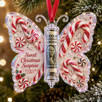 🎄🦋 Christmas Cash Gift Butterfly Ornament – Holiday Money Holder Keepsake 💵✨