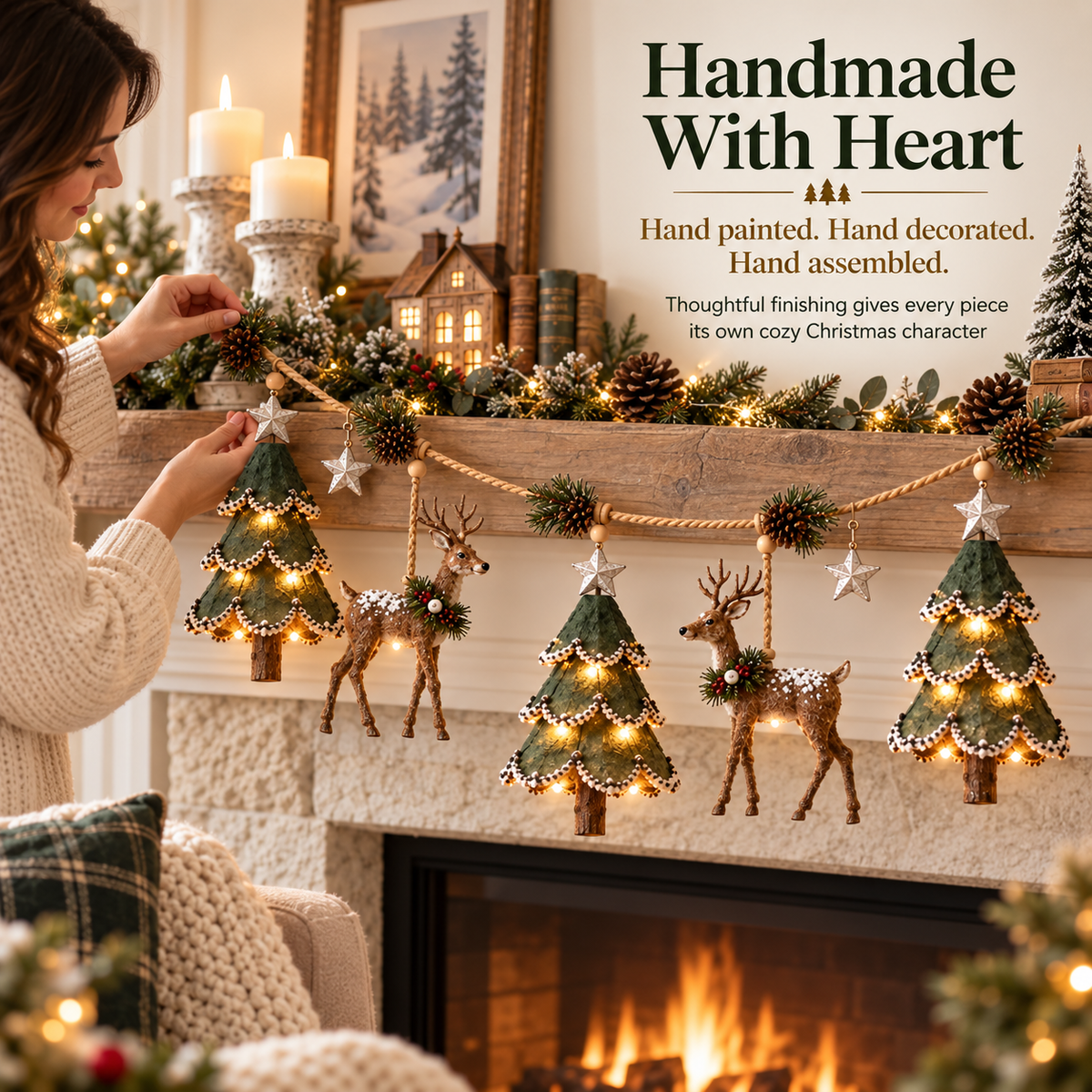 🎄 LIMITED-TIME 50% OFF | Lighted Woodland Christmas Garland™ – Enchanted Forest Holiday Decor with Warm Festive Glow