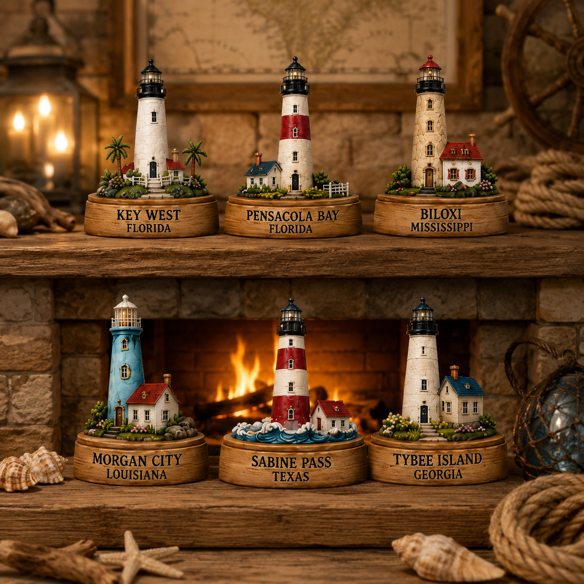 Lighthouses of America calendar box and miniature lighthouse collection