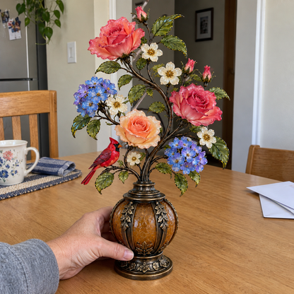 🌹✨ Eternal Bloom – Vintage Rose & Cardinal Table Lamp